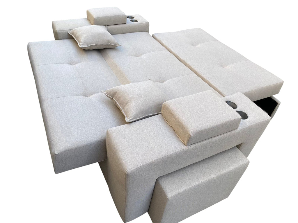 SOFA CAMA TREBOL 2 CUERPOS + 2 PUFF